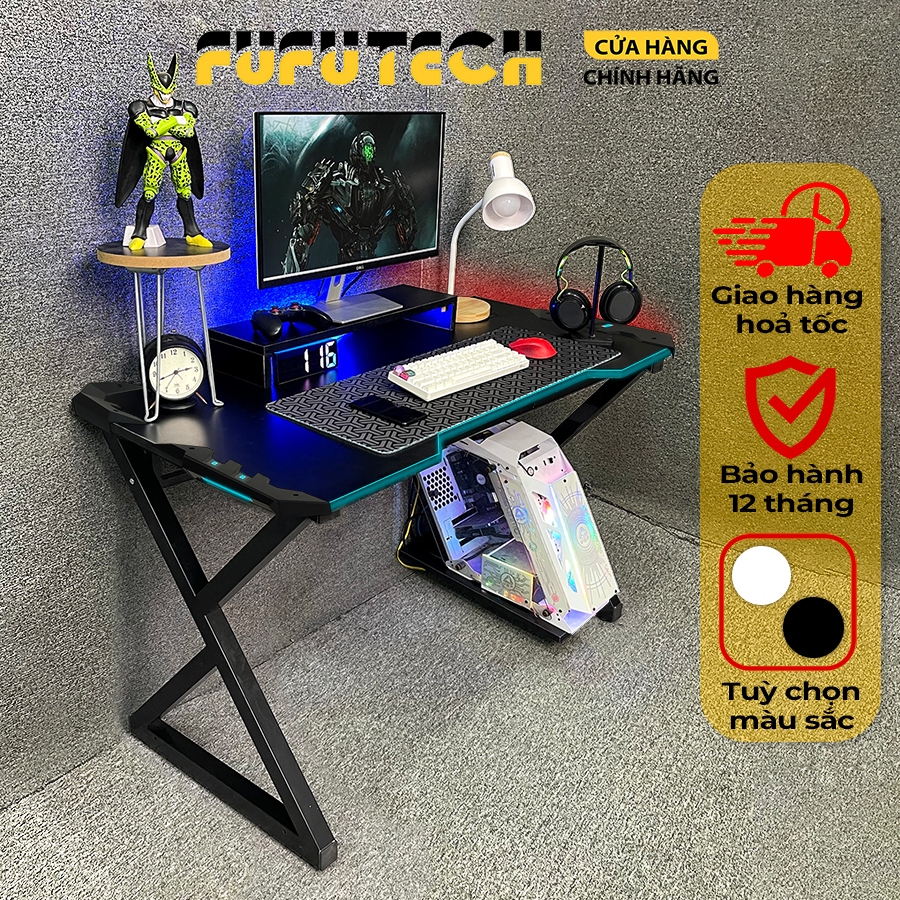 Bàn Gaming, Làm Việc Để Máy Tính Fufutech X-Razer Có Kệ CPU, Dùng Học Tập, Khung Sơn Tĩnh Điện Chắc Chắn