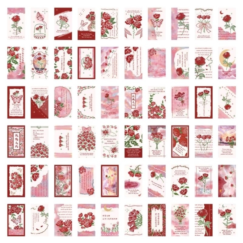 Set sticker trang trí hình hoa hồng đáng yêu xinh xắn