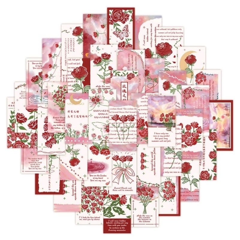 Set sticker trang trí hình hoa hồng đáng yêu xinh xắn