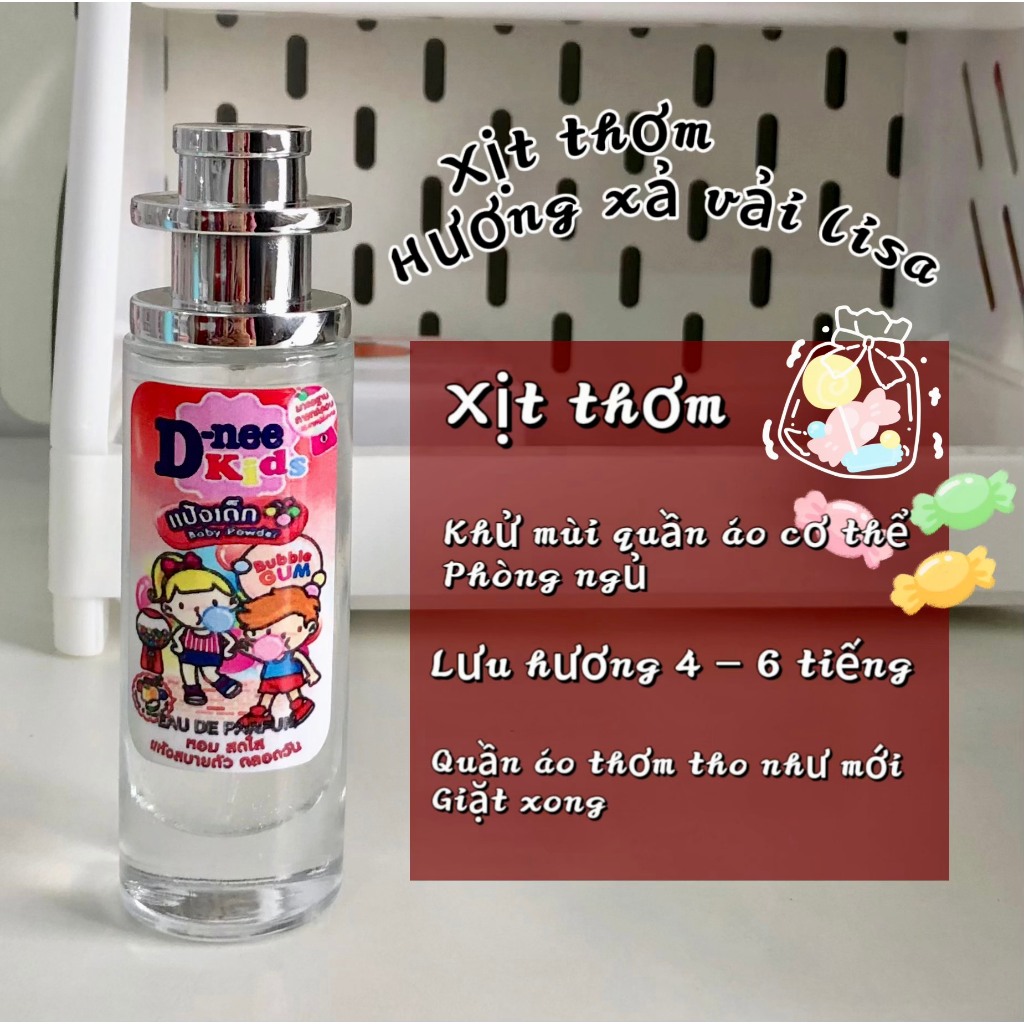 NƯỚC HOA THÁI LAN HƯƠNG THƠM XẢ VẢI BABY EM BÉ - CHAI 35ML - CHAI THUỶ TINH SANG TRỌNG