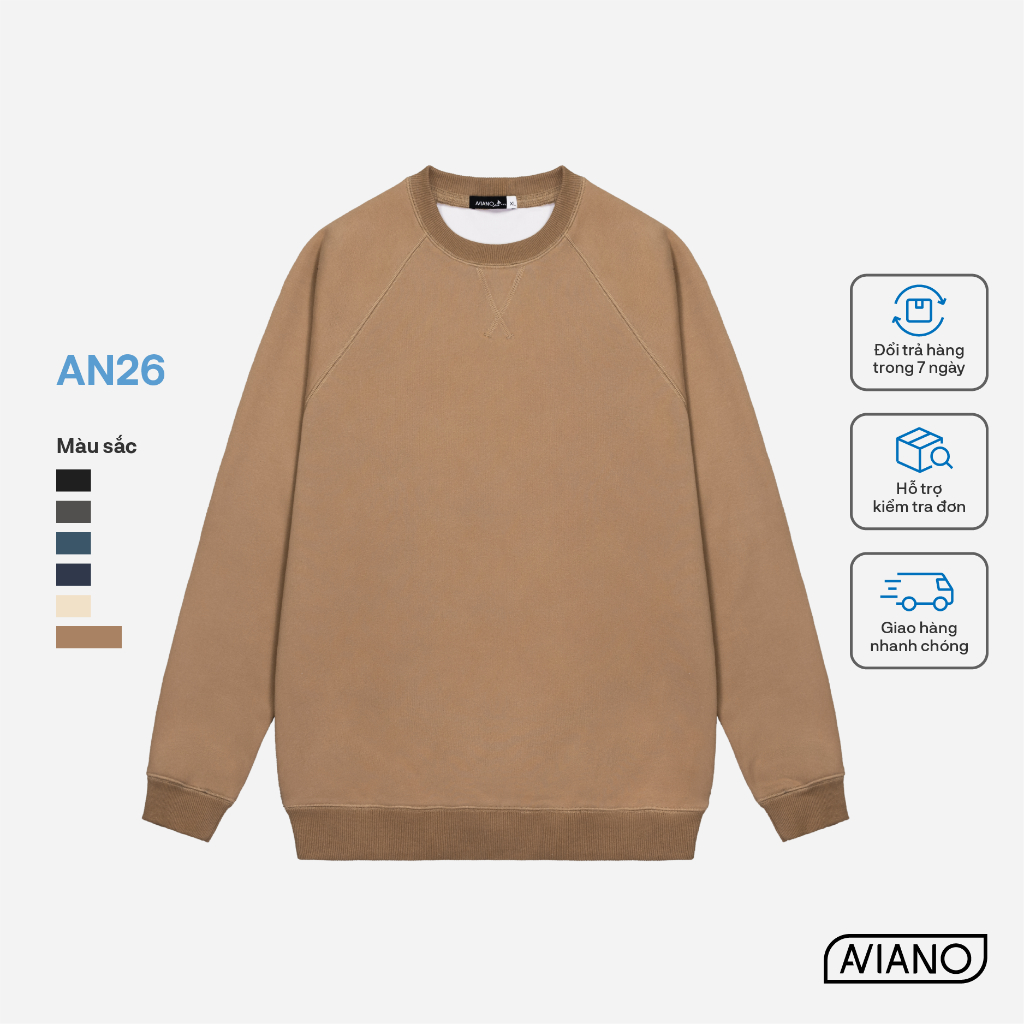 Áo Sweater Nam AVIANO Nhiều Màu Form Basic, Áo Dài Tay Nam Chất Nỉ Kiểu Dáng Thời Trang Hàn Quốc