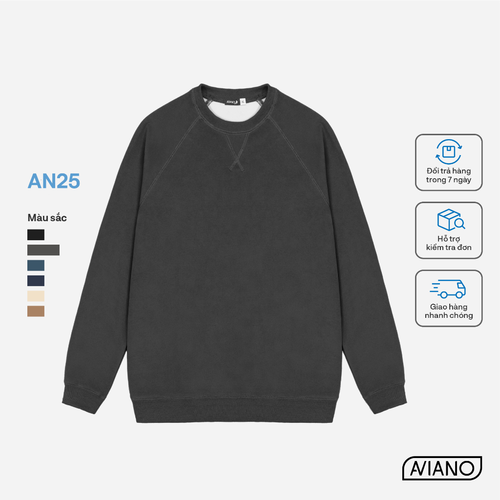 Áo Sweater Nam AVIANO Nhiều Màu Form Basic, Áo Dài Tay Nam Chất Nỉ Kiểu Dáng Thời Trang Hàn Quốc