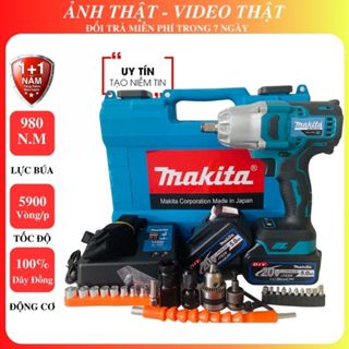 Máy Siết bulong ô tô Makita 199v lực siết 980 N.m - 2 PIN 15 cell - Máy bắn bulong lực siết Lớn mở ốc 40
