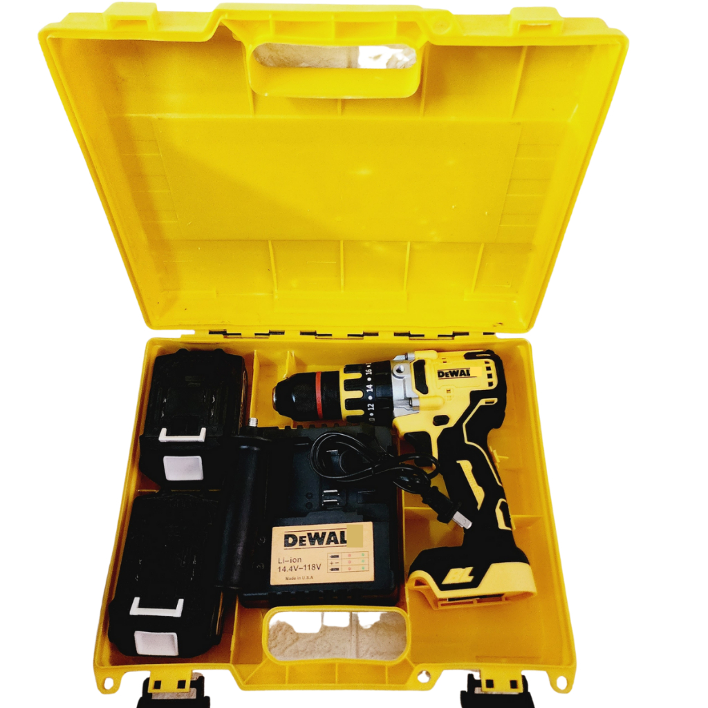 Máy Khoan Pin Dewat 199V không chổi than - đầu kẹp 13mm - Khoan pin 3 chức năng có búa tặng kèm bộ mũi khoan chi tiết