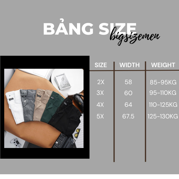 BIGSIZE - Áo sơ mi nam BB - Boiz tay ngắn cổ đăng tông vải đũi form bigsize 80kg - 130kg