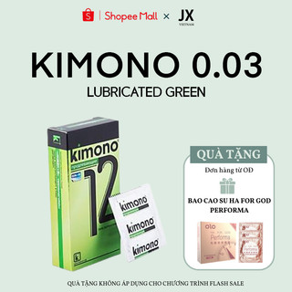 Bao Cao Su Kimono 0.03mm Green Kéo Dài Siêu Mỏng 12 Cái