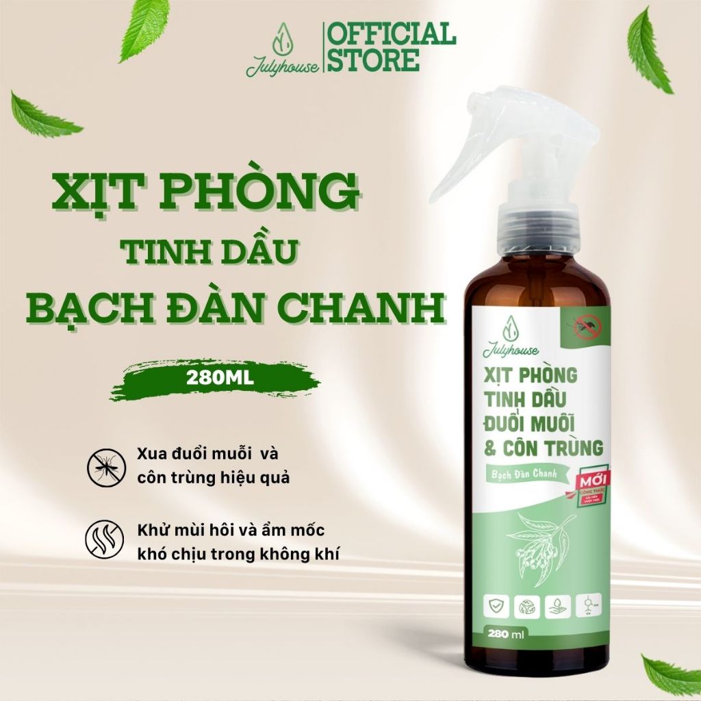 Bình xịt Phòng tinh dầu Hương Bạch Đàn Chanh 280ml JULYHOUSE công dụng khử mùi đuổi muỗi côn trùng hiệu quả