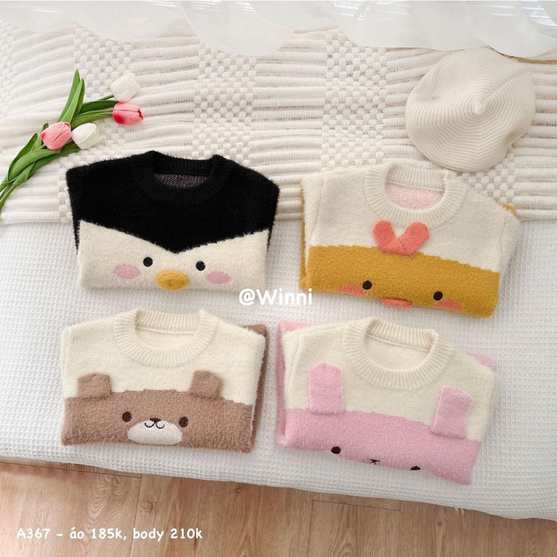 Áo len lông mịn hoạ tiết dễ thương cho bé