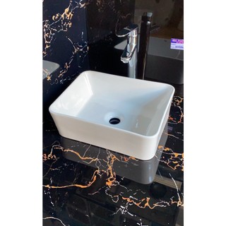 Chậu rửa mặt - Lavabo chữ nhật đặt bàn  (KT 48x37cm)