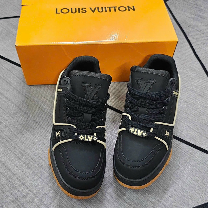 Giày Sneaker LV Traner Maxi Full Black Đế Nâu Lai Au Cao Cấp
