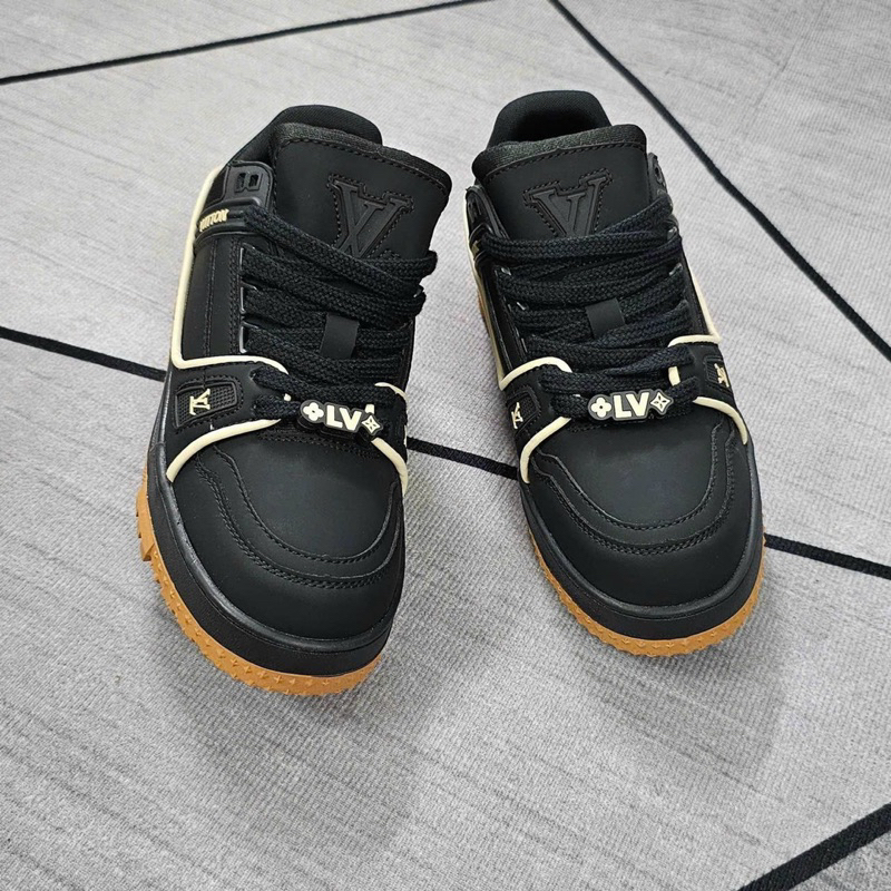 Giày Sneaker LV Traner Maxi Full Black Đế Nâu Lai Au Cao Cấp