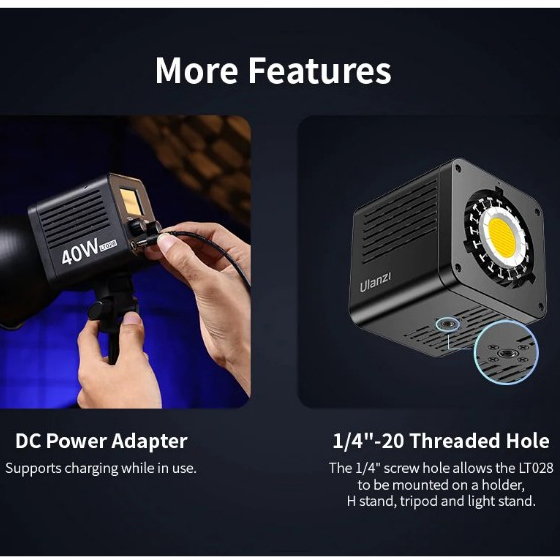 ULANZI LT028 40W  - Đèn COB Mini Di Động, Công Suất 40W, Dung Lượng 3400mAh
