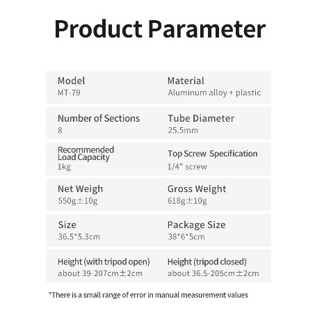 ULANZI MT-79  - Chân Tripod Đa Năng Cao Tối Đa 2m Dành Cho Đèn LED / Điện Thoại