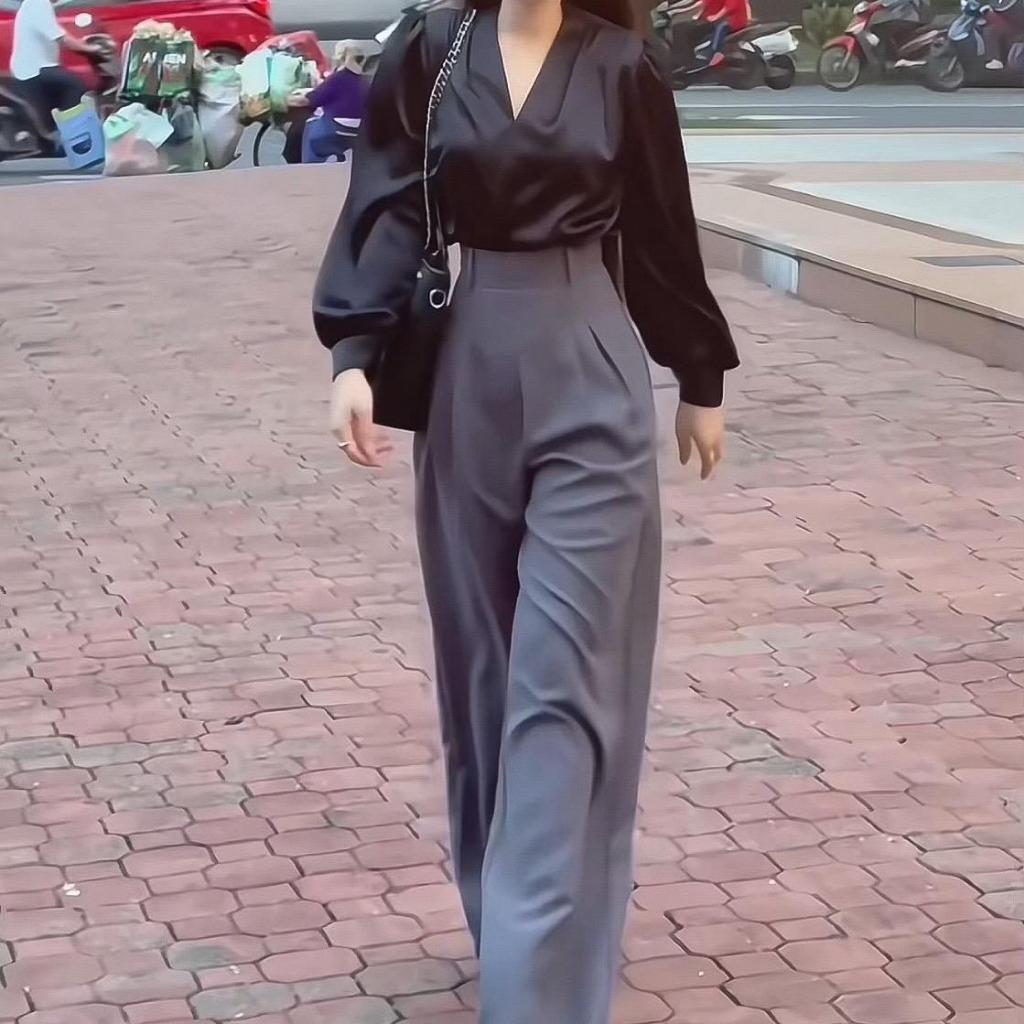 Quần Tây Cạp Cao Ống Rộng Tuyết Mưa Thiết Kế Dành Cho Nữ Nga Tây Boutique Q16