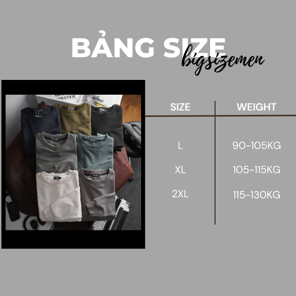 Bigsize Oversize - Áo sweater BB - Boiz nam vải nỉ form bigsize 90kg - 130kg - Trơn