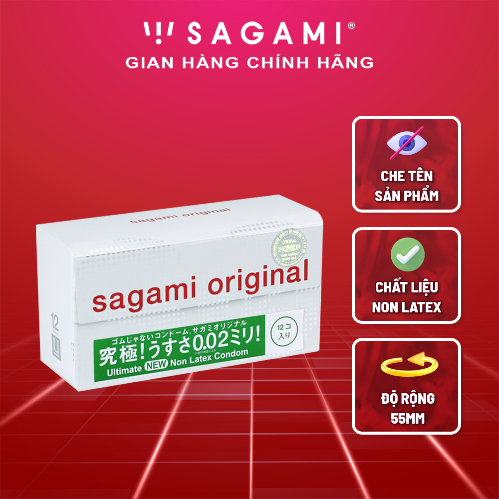 Bao cao su Sagami 002 mỏng non latex hộp 12 chiếc