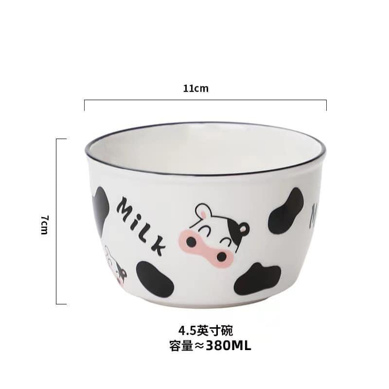 SET BỘ 2 BÁT + 2 THÌA HÌNH BÒ SỮ CHỮ MILK
