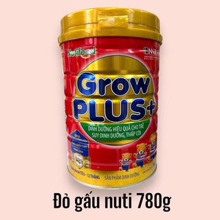 Sữa bột nuti growplus đỏ gấu cho bé thấp còi suy dinh dưỡng  lon 780g