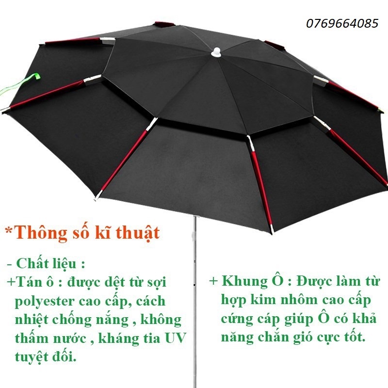 Ô câu cá, dù câu cá 2m2 và 2m4 - 2 tầng cao cấp che nắng, che mưa tặng kèm chân cắm đất