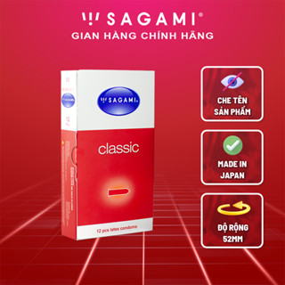 Bao cao su Sagami Classic bcs mỏng kiểu truyền thống nhiều gel hộp 12 chiếc