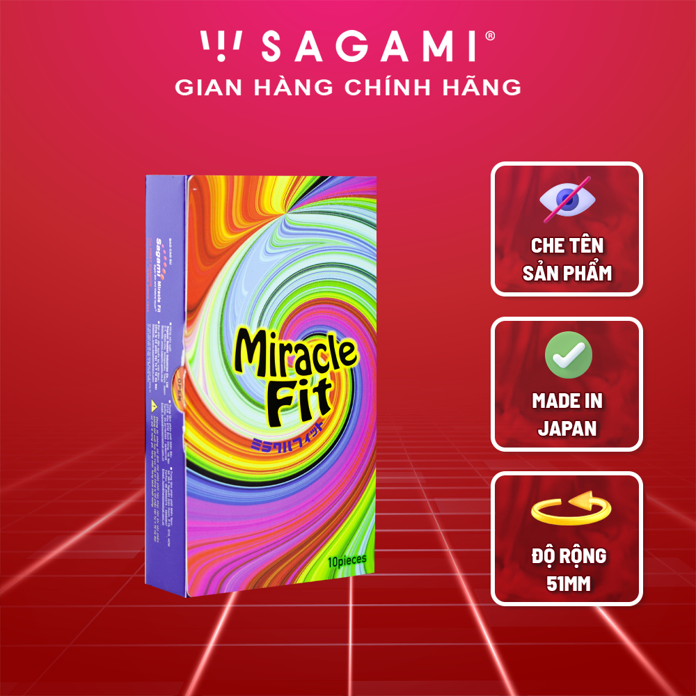 Bao cao su Sagami Miracle Size 49mm Thiết kế 3D Ôm khít