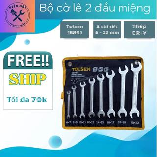 Bộ cờ lê 2 đầu miệng tolsen 15891, bộ chìa khoá 2 đầu miệng 8 chi tiết