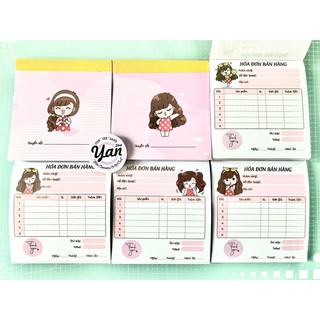 Combo 6 cuốn hóa đơn bán hàng chibi cute - size mini kt 10*10 - 100 trang
