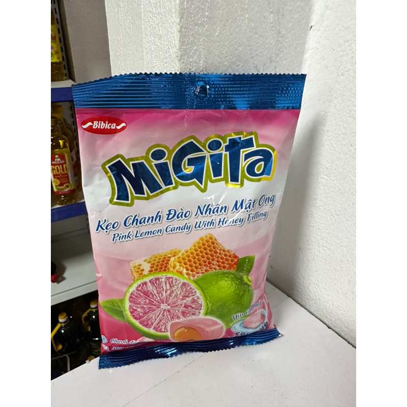 Gói Kẹo Gừng Nhân Mật Ong/ Chanh Đào Nhân Mật Ong MIGITA 140g