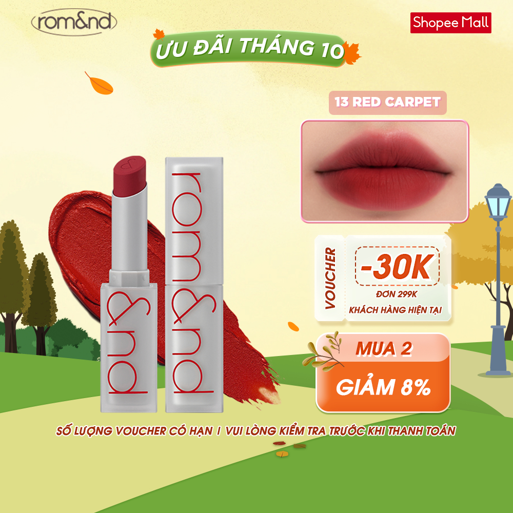 [Rom&nd] Son thỏi lì, lên màu siêu xinh Hàn Quốc Romand Zero Matte Lipstick 3g