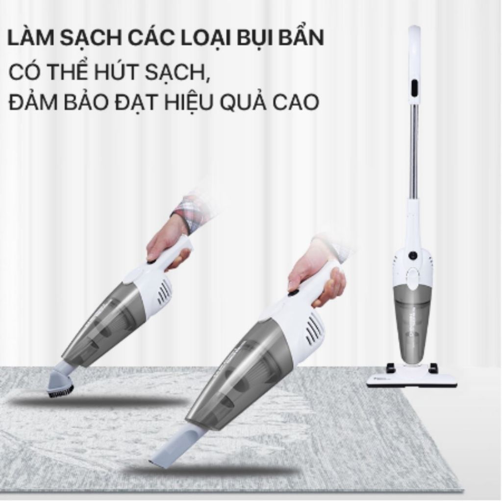Máy hút bụi cầm tay Deerma DX118C, công suất 600W , lực hút 15000PA, đa năng 3 đầu hút.