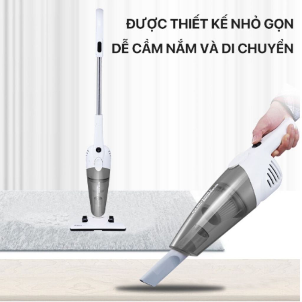 Máy hút bụi cầm tay Deerma DX118C, công suất 600W , lực hút 15000PA, đa năng 3 đầu hút.