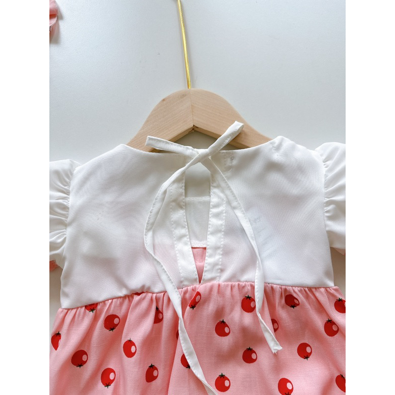 Body Hoạ Tiết Quả Đỏ NHÍM XÙ KIDS Cho Bé Gái Sơ Sinh Đầy Tháng, Thôi Nôi Chất Đũi Lạnh A435