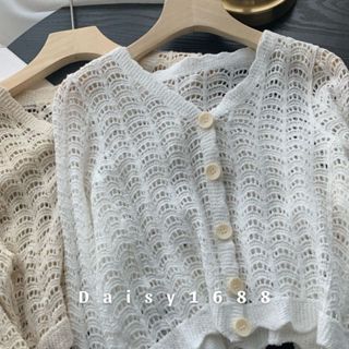 Có Sẵn - Áo Khoác Lưới Cardigan Len Móc Phong Cách Dễ Thương Daisy1688