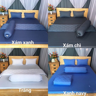 Bộ chăn ga thun lạnh hàn quốc trơn nhiều màu 5 món