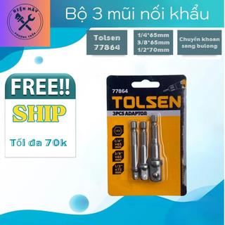 Bộ 3 đầu chuyển vít sang bulong tolsen 77864, bộ 3 đầu chuyển máy khoan, máy bắt vít sang máy bulong (1/4, 3/8, 1/2 inch