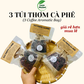 3 Túi thơm Cà Phê khử mùi xe, treo xe ô tô giảm say xe, treo tủ quần áo, hạt cà phê thơm tự nhiên