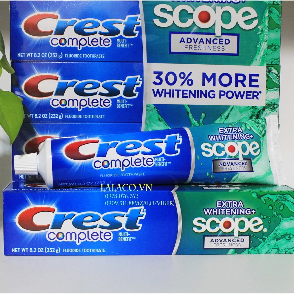 Kem đánh răng Crest Complete Extra Whitening Scope 232G -MỸ