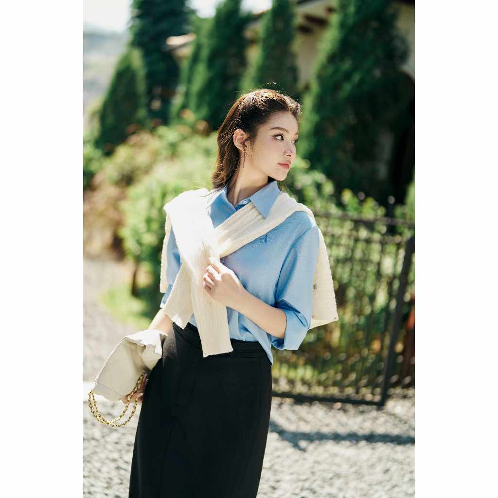 Áo Sơ mi Croptop thời thượng thêu Logo "A"