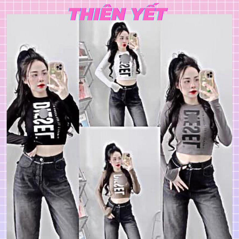 Áo thun croptop DIESE L tay dài cổ tròn GB nữ - Thiên Yết