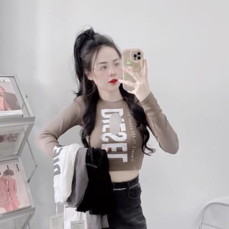 Áo thun croptop DIESE L tay dài cổ tròn GB nữ - Thiên Yết