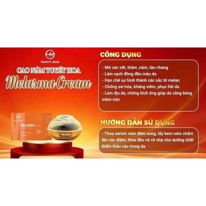 Cao nám tuyết hoa,cao nám Melasma Hammmy skin-Chính hãng giảm thâm,mờ nám dưỡng da trắng sáng cho chị em