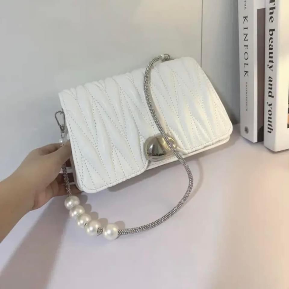 Túi đeo cheo dây đá phối ngọc thời trang