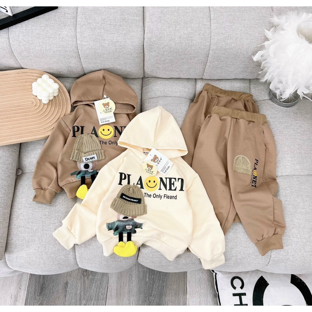 Bộ Thu Đông Bé Trai, Đồ Bộ Hooddi Áo Có Mũ Xịn Cho Bé Từ 8 - 25kg