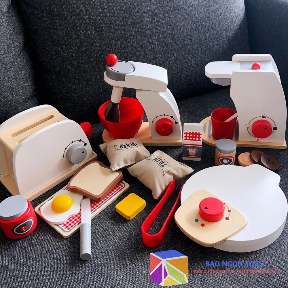Đồ chơi nhập vai đầu bếp máy nướng bánh máy pha cà phê giúp bé phát triển ngôn ngữ và vui chơi với bạn bè DG47