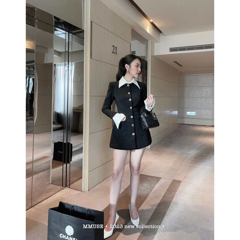 Set vest tay pha quần phối