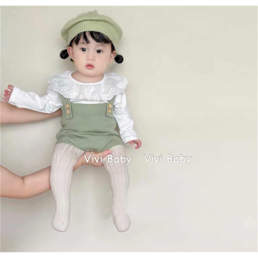 Yếm len màu trơn basic mùa thu đông phong cách Hàn Quốc cho bé trai bé gái Vivi Baby