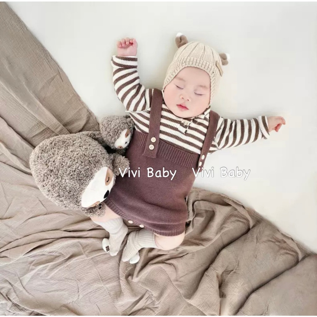 Yếm len màu trơn basic mùa thu đông phong cách Hàn Quốc cho bé trai bé gái Vivi Baby