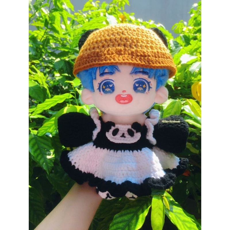 Ouffit doll 20cm, váy gấu trúc len
