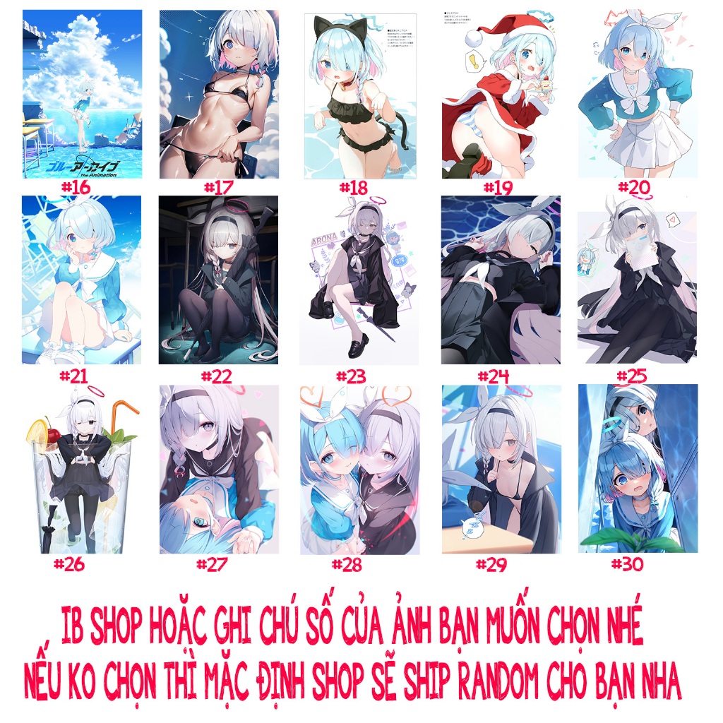 Khung Ảnh Treo Tường, Để Bàn 10x15,13x18,A5,A4,A3 Mặt Mica Arona Plana  Game Blue Archive - kèm chân đế/Đinh 3 chân