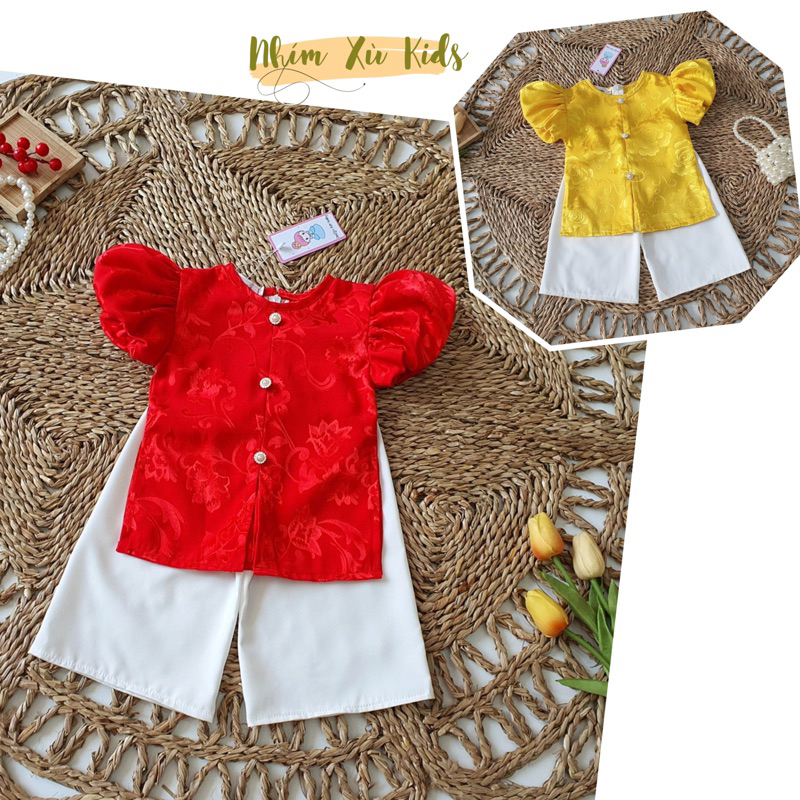 Bộ Bà Ba Lụa NHÍM XÙ KIDS Cho Bé Gái 4 Đến 28kg